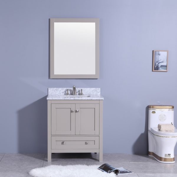 LEGION FURNITURE WT7330-G 31 INCH VANITY SET WITH MIRROR IN WARM GRAY, NO FAUCET