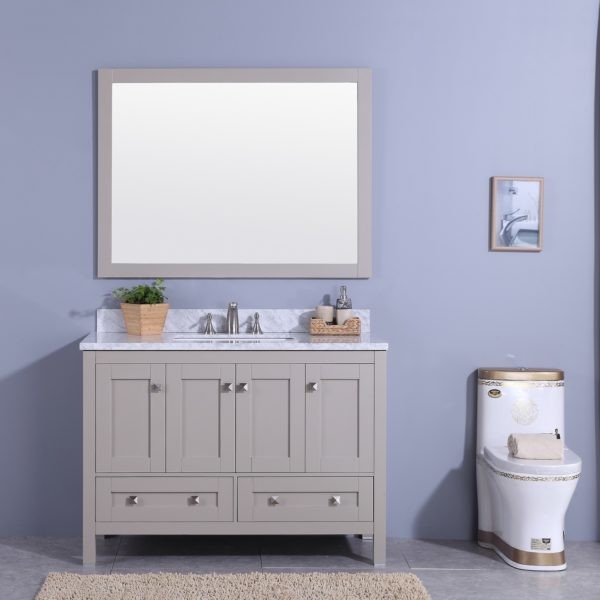 LEGION FURNITURE WT7348-G 49 INCH VANITY SET WITH MIRROR IN WARM GRAY, NO FAUCET