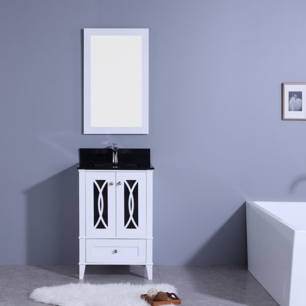 LEGION FURNITURE WT7424-WB 24 INCH VANITY SET WITH MIRROR IN WHITE, NO FAUCET