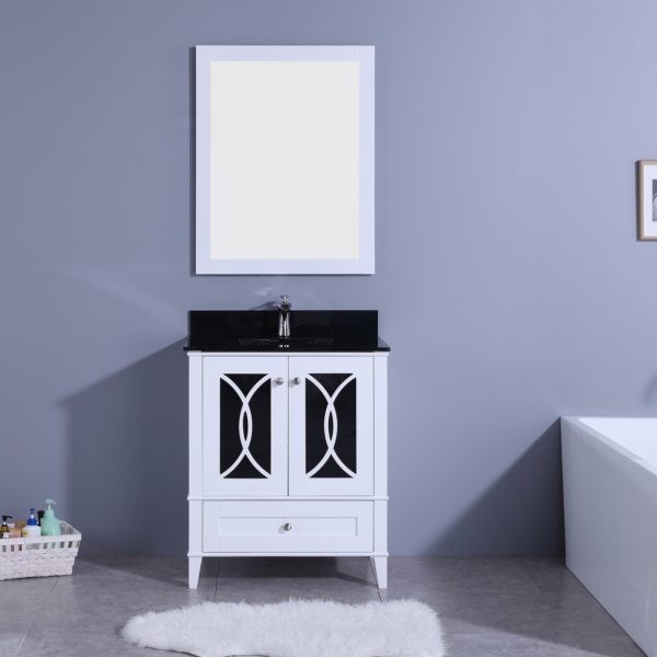 LEGION FURNITURE WT7430-WB 30 INCH VANITY SET WITH MIRROR IN WHITE, NO FAUCET