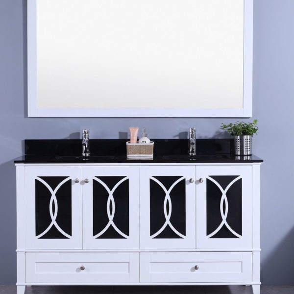 LEGION FURNITURE WT7460-WB 60 INCH VANITY SET WITH MIRROR IN WHITE, NO FAUCET