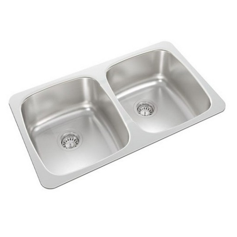 NOVANNI JP709D7 PRO 31 INCH DOUBLE BOWL STAINLESS STEEL KITCHEN SINK IN BRUSHED SATIN