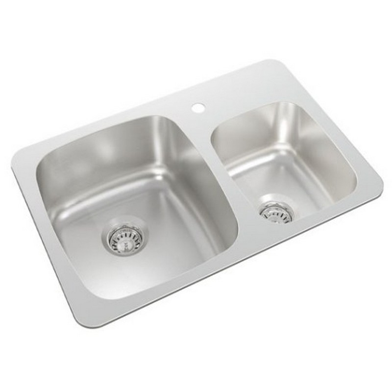 NOVANNI JP712D7 PRO 27 INCH ONE AND A HALF BOWL STAINLESS STEEL KITCHEN SINK IN BRUSHED SATIN