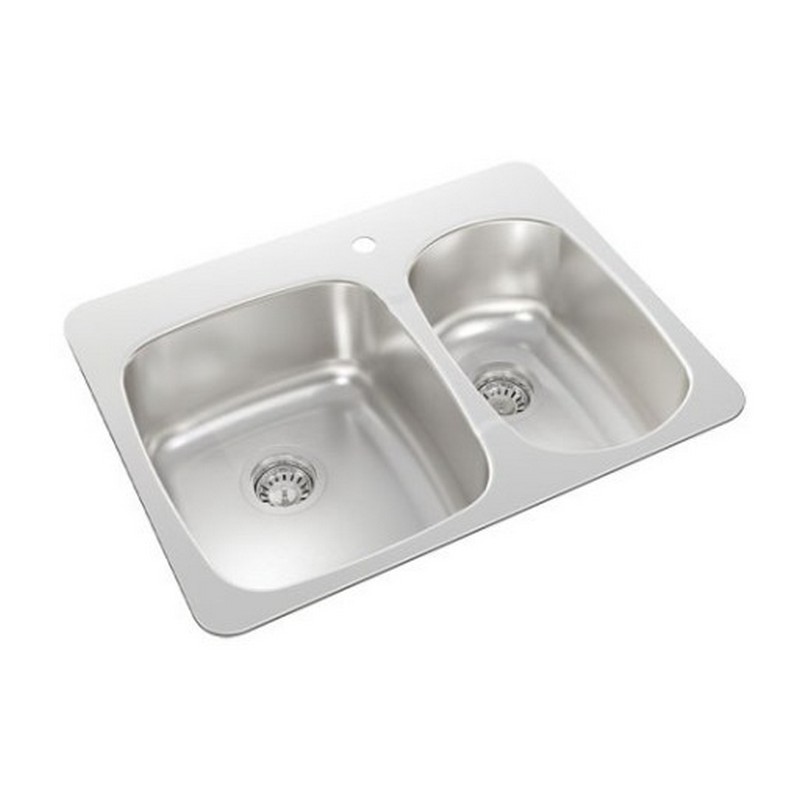 NOVANNI JP714D7 PRO 27 INCH ONE AND 3/4 BOWL STAINLESS STEEL KITCHEN SINK IN BRUSHED SATIN