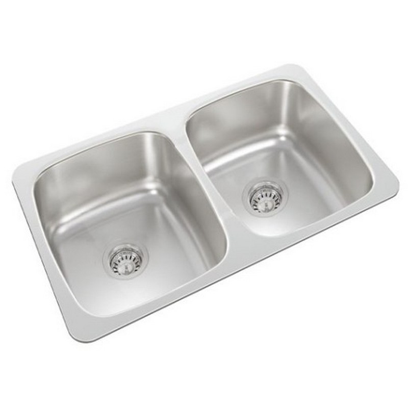 NOVANNI JP733D7 PRO 31 INCH DOUBLE BOWL STAINLESS STEEL KITCHEN SINK IN BRUSHED SATIN