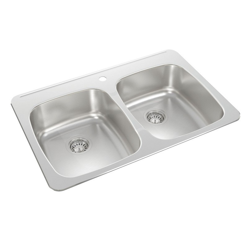 NOVANNI JP737D7 PRO 31 INCH DOUBLE BOWL STAINLESS STEEL KITCHEN SINK IN BRUSHED SATIN
