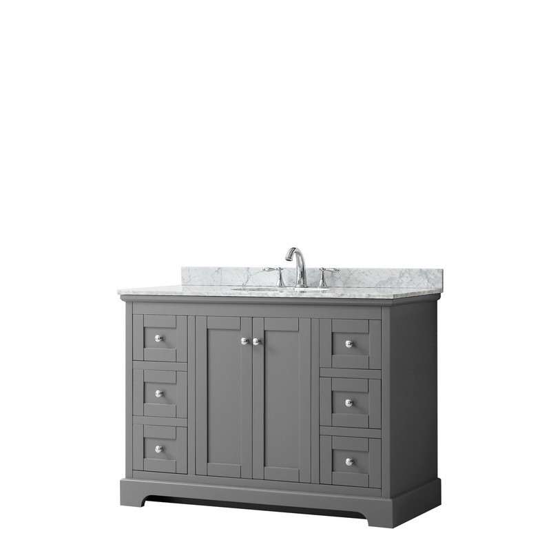 WYNDHAM COLLECTION WCV232348SKGCMUNOMXX AVERY 48 INCH SINGLE BATHROOM VANITY IN DARK GRAY WITH WHITE CARRARA MARBLE COUNTERTOP AND UNDERMOUNT OVAL SINK