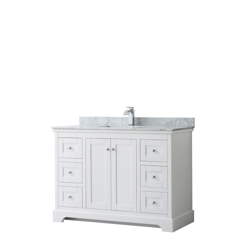 WYNDHAM COLLECTION WCV232348SWHCMUNSMXX AVERY 48 INCH SINGLE BATHROOM VANITY IN WHITE WITH WHITE CARRARA MARBLE COUNTERTOP AND UNDERMOUNT SQUARE SINK