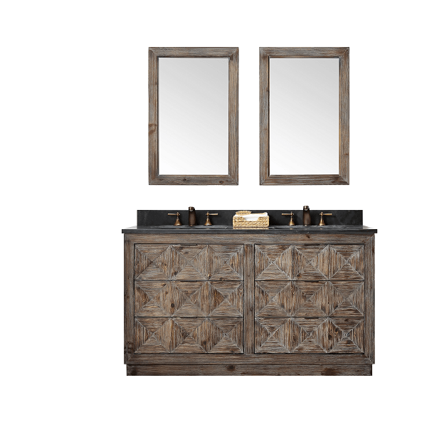 LEGION FURNITURE WH8760 60 INCH WOOD VANITY IN BROWN WITH MARBLE TOP, NO FAUCET