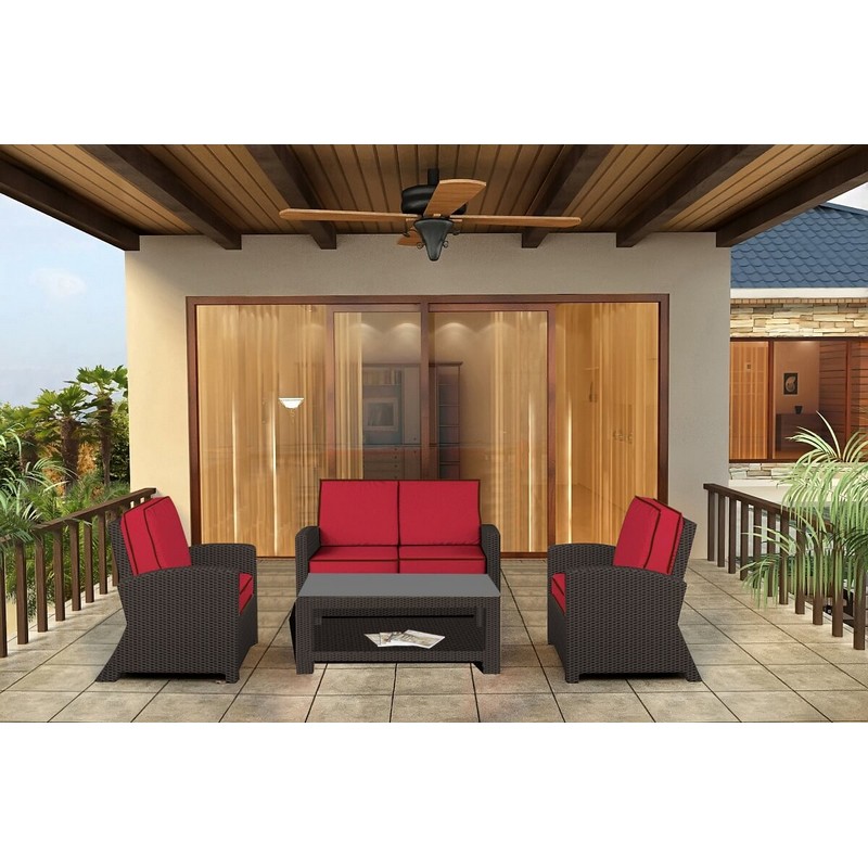 FOREVER PATIO FP-BAR-3SS BARBADOS 3 PIECE SOFA SET WITH COFFEE TABLE