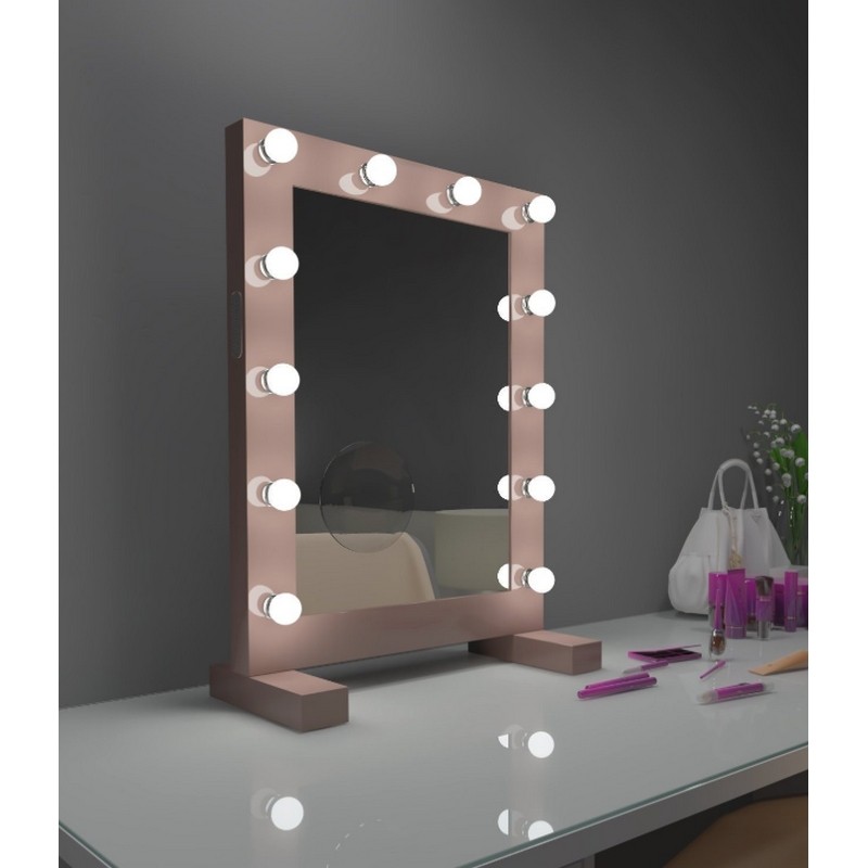PARIS MIRRORS HSTAR2432-BT DIMMABLE 24 X 32 INCH STAR HOLLYWOOD MIRROR WITH BLUETOOTH (DUSTY ROSE) LED BULBS