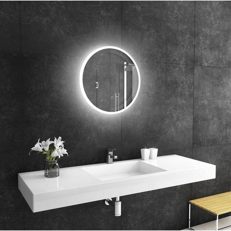 PARIS MIRRORS REFLR24246000 DIMMABLE 24 X 24 INCH REFLECTION ROUND BACKLIT MIRROR WITH TOUCH ON/OFF/DIM SENSOR ON MIRROR - 12V