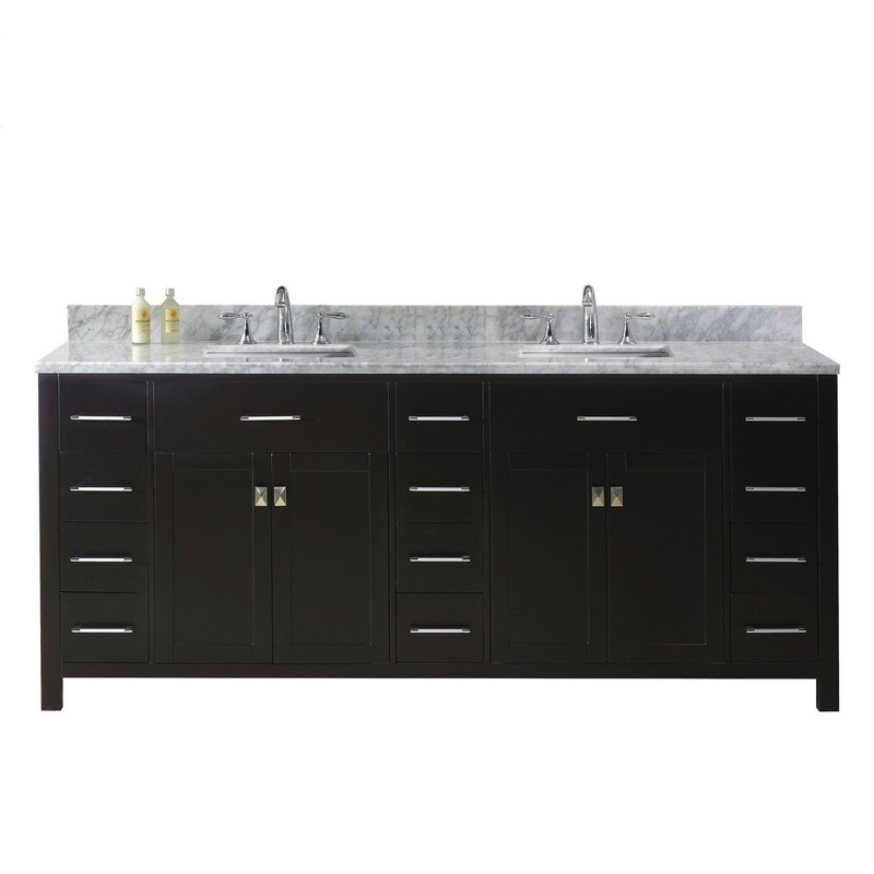 VIRTU USA MD-2178-WMSQ-NM CAROLINE PARKWAY 78 INCH DOUBLE BATH VANITY WITH MARBLE TOP AND SQUARE SINK