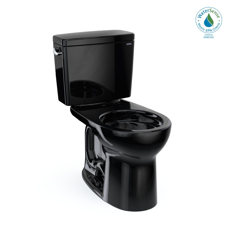TOTO CST775CEF#51 DRAKE 26 3/8 INCH TWO-PIECE ROUND 1.28 GPF UNIVERSAL HEIGHT TORNADO FLUSH TOILET WITH CEFIONTECT IN EBONY