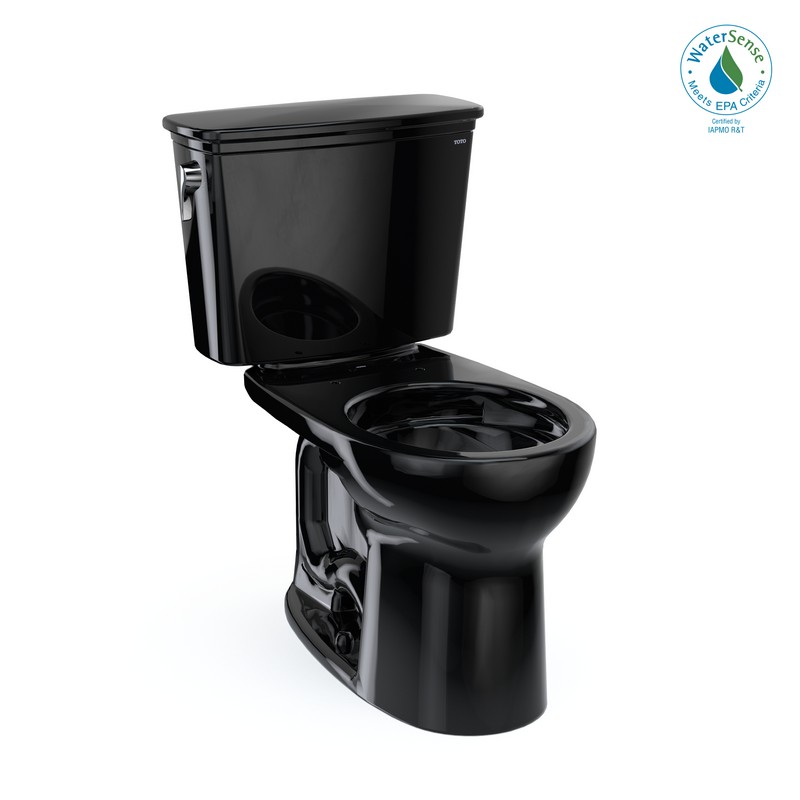 TOTO CST785CEF#51 DRAKE 26 3/8 INCH TWO-PIECE ROUND 1.28 GPF UNIVERSAL HEIGHT TORNADO FLUSH TOILET IN EBONY