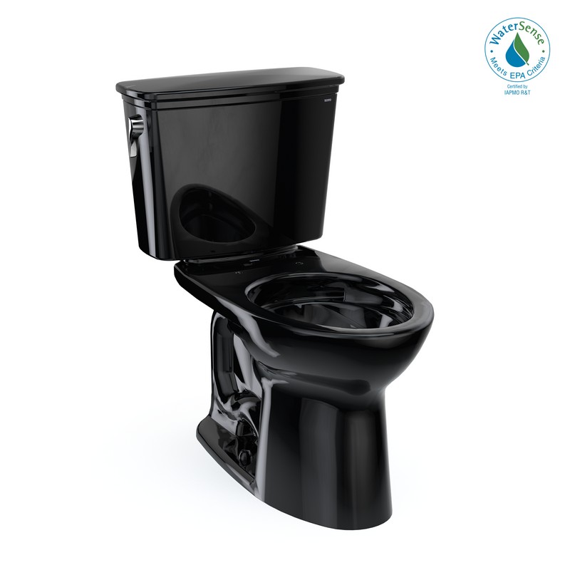 TOTO CST786CEF#51 DRAKE 28 3/8 INCH TWO-PIECE ELONGATED 1.28 GPF UNIVERSAL HEIGHT TORNADO FLUSH TOILET IN EBONY