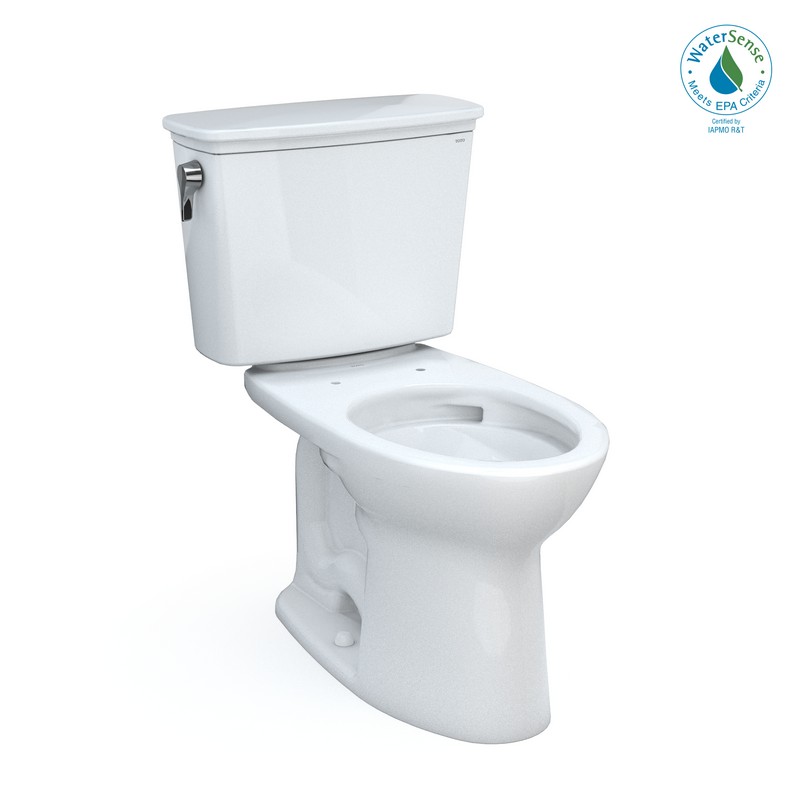 TOTO CST786CEFG.10#01 DRAKE 28 3/8 INCH TWO-PIECE ELONGATED 1.28 GPF UNIVERSAL HEIGHT TORNADO FLUSH TOILET WITH ROUGH-IN AND CEFIONTECT IN COTTON WHITE