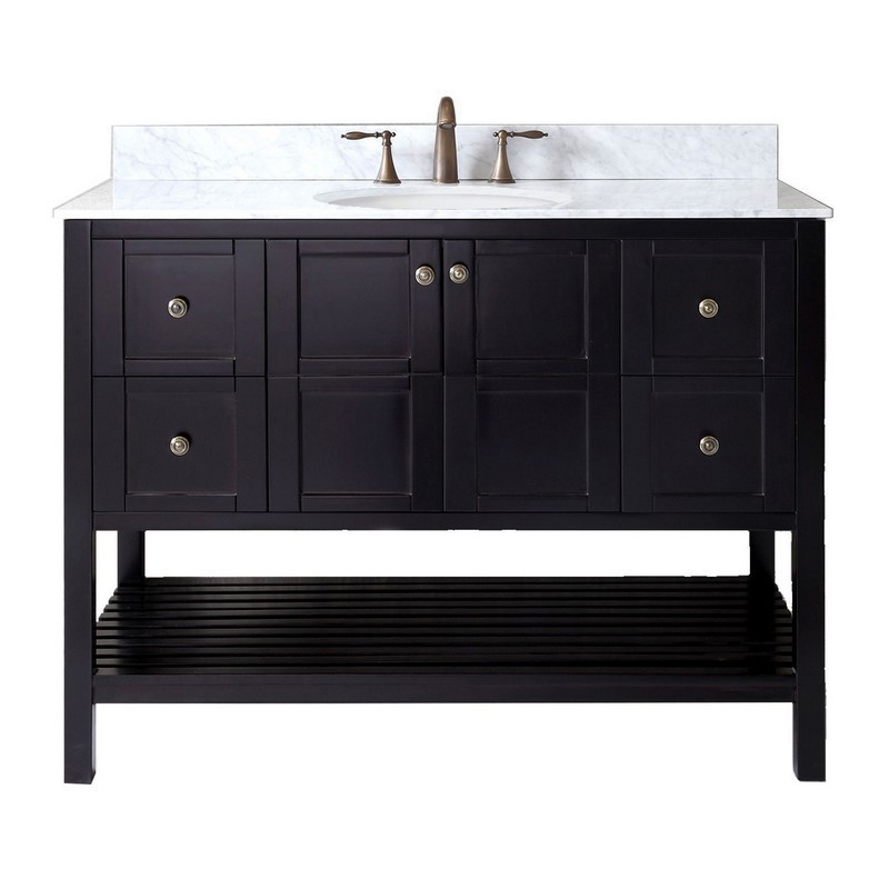 VIRTU USA ES-30048-WMRO-ES-00-NM WINTERFELL 48 INCH SINGLE BATH VANITY IN ESPRESSO WITH MARBLE TOP AND ROUND SINK WITH FAUCET