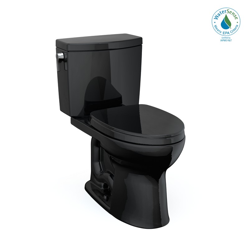 TOTO MS454124CUF#51 DRAKE II 28 1/2 INCH TWO-PIECE ELONGATED 1.0 GPF UNIVERSAL HEIGHT TOILET WITH SS124 SOFT CLOSE SEAT AND WASHLET+ READY IN EBONY