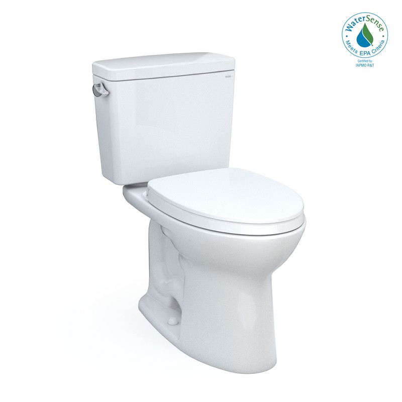 TOTO MS776124CEFG.10#01 DRAKE 28 3/8 INCH 1.28 GPF ELONGATED UNIVERSAL HEIGHT TORNADO FLUSH TWO-PIECE TOILET IN COTTON WHITE