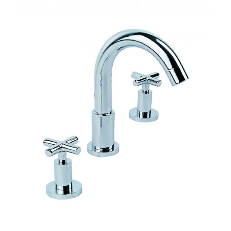 VALLEY ACRYLIC 802X.125.100 AFFORDABLE LUXURY 13 5/8 INCH FOUR HOLE DECK MOUNT ROMAN TUB FAUCET WITH HAND SHOWER - CHROME