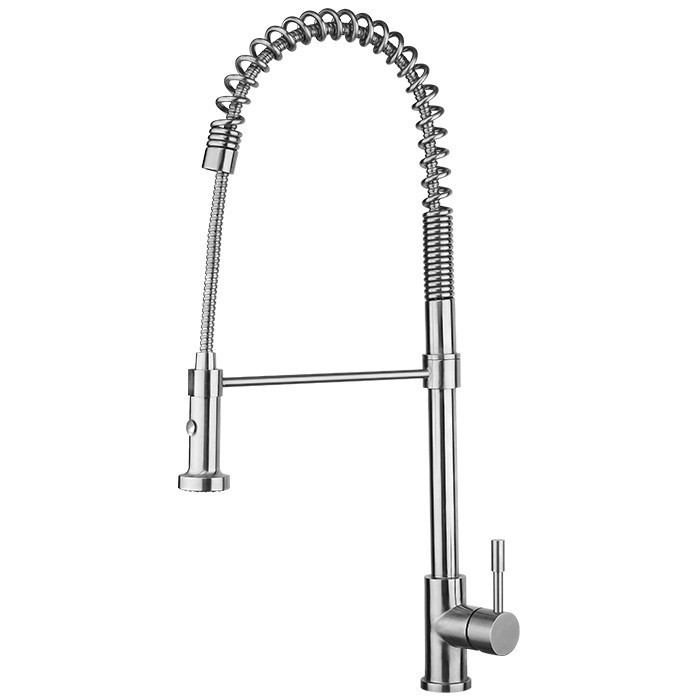 VALLEY ACRYLIC CHEF S1634.557.210 AFFORDABLE LUXURY 27 5/8 INCH SINGLE HOLE DECK MOUNT KITCHEN FAUCET WITH LEVER HANDLE - BRUSHED SOLID STAINLESS STEEL
