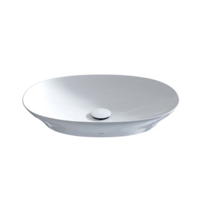 TOTO LT474G#01 KIWAMI OVAL 24 INCH VESSEL BATHROOM SINK WITH CEFIONTECT IN COTTON WHITE