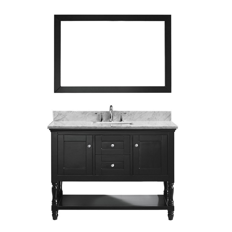 VIRTU USA MS-3148-WMSQ-ES-00 JULIANNA 48 INCH SINGLE BATH VANITY IN ESPRESSO WITH MARBLE TOP AND SQUARE SINK WITH FAUCET AND MIRROR