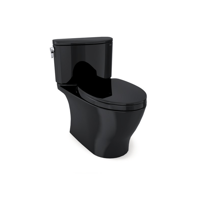 TOTO MS442124CUF#51 NEXUS 1G TWO-PIECE ELONGATED 1.0 GPF UNIVERSAL HEIGHT TOILET WITH SS124 SOFT CLOSE SEAT, WASHLET + READY IN EBONY