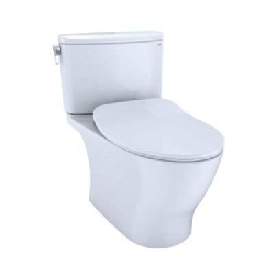 TOTO MS442234CEFG#01 NEXUS TWO-PIECE ELONGATED 1.28 GPF UNIVERSAL HEIGHT TOILET WITH CEFIONTECT AND SS234 SOFT CLOSE SEAT, WASHLET + READY IN COTTON WHITE