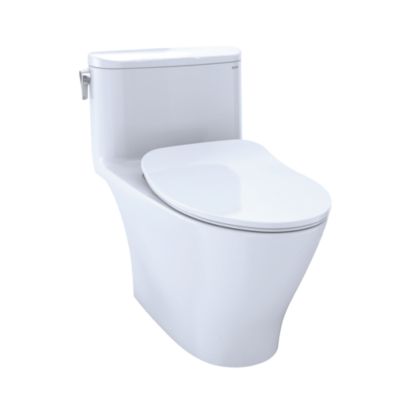 TOTO MS642234CUFG#01 NEXUS 1G ONE-PIECE ELONGATED 1.0 GPF UNIVERSAL HEIGHT TOILET WITH CEFIONTECT AND SS234 SOFT CLOSE SEAT, WASHLET + READY IN COTTON WHITE