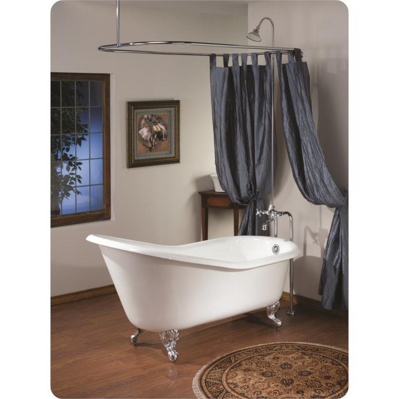 CHEVIOT 2108-WC SLIPPER 61 INCH CAST IRON BATHTUB WITH CONTINUOUS ROLLED RIM