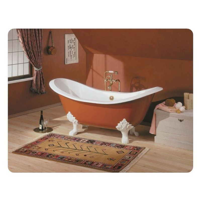CHEVIOT 2114-BC-6 REGENCY 72 INCH CAST IRON BATHTUB WITH LION FEET AND 6 INCH FAUCET HOLE DRILLINGS