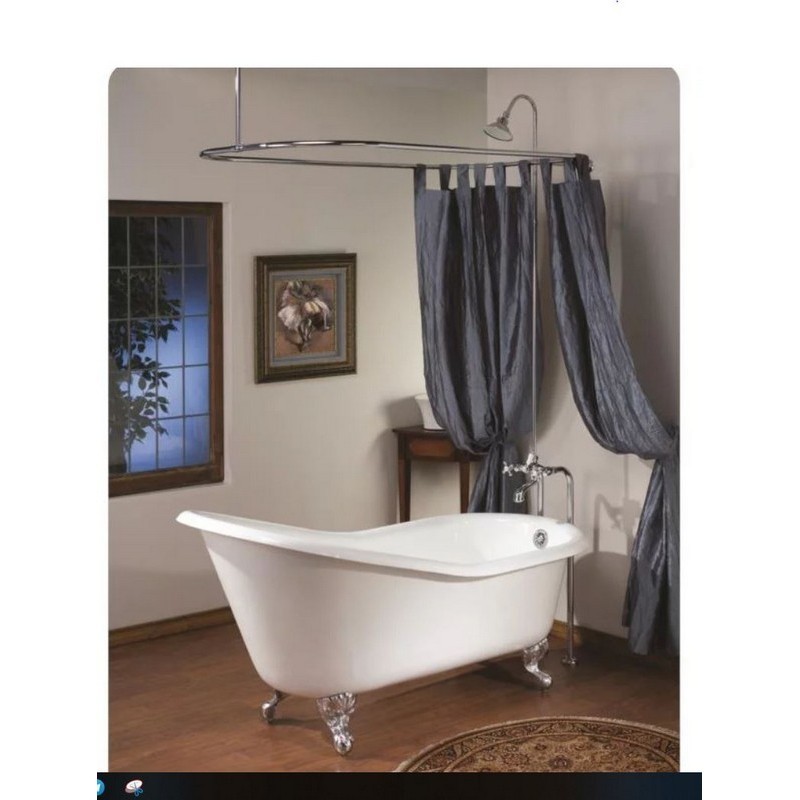 CHEVIOT 2132-WC SLIPPER 68 INCH CAST IRON BATHTUB WITH CONTINUOUS ROLLED RIM