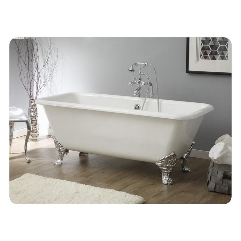 CHEVIOT 2173-WC SPENCER 66.88 INCH CAST IRON BATHTUB WITH NO FAUCET HOLE DRILLINGS