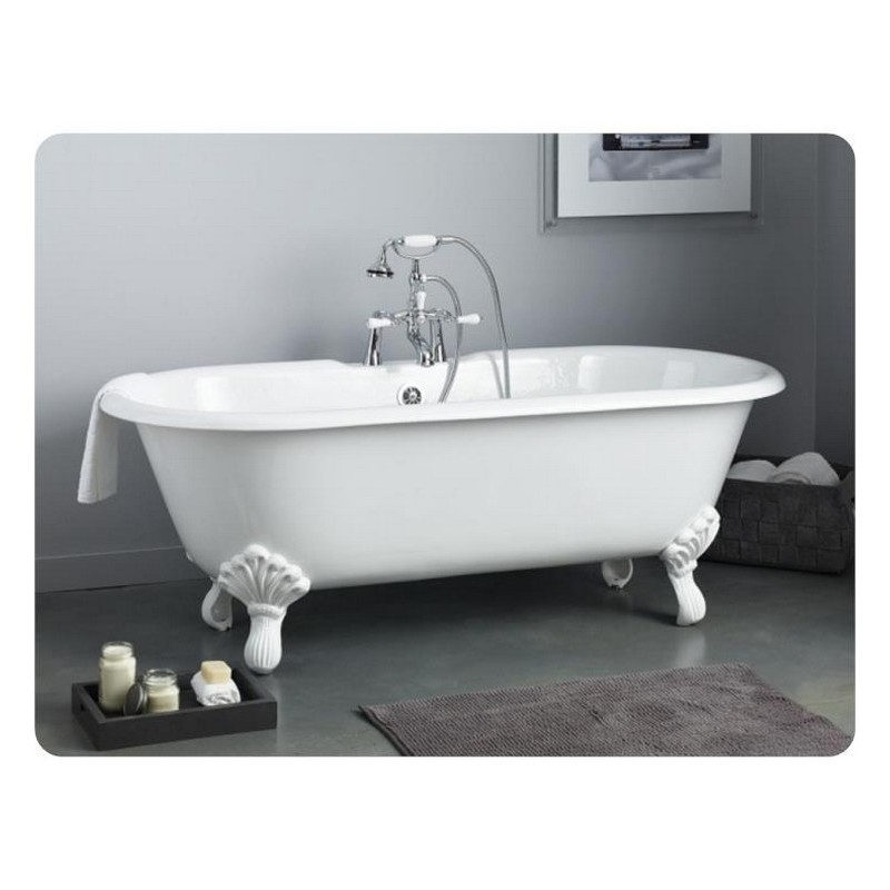 CHEVIOT 2180-WC-6 REGAL 70 INCH CAST IRON BATHTUB WITH 6 INCH FAUCET HOLE DRILLINGS AND SHAUGHNESSY FEET