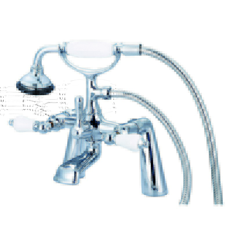 WATER-CREATION F6-0003-PL VINTAGE CLASSIC 7 INCH SPREAD DECK MOUNT TUB FAUCET WITH HANDHELD SHOWER WITH PORCELAIN LEVER HANDLES WITHOUT LABELS