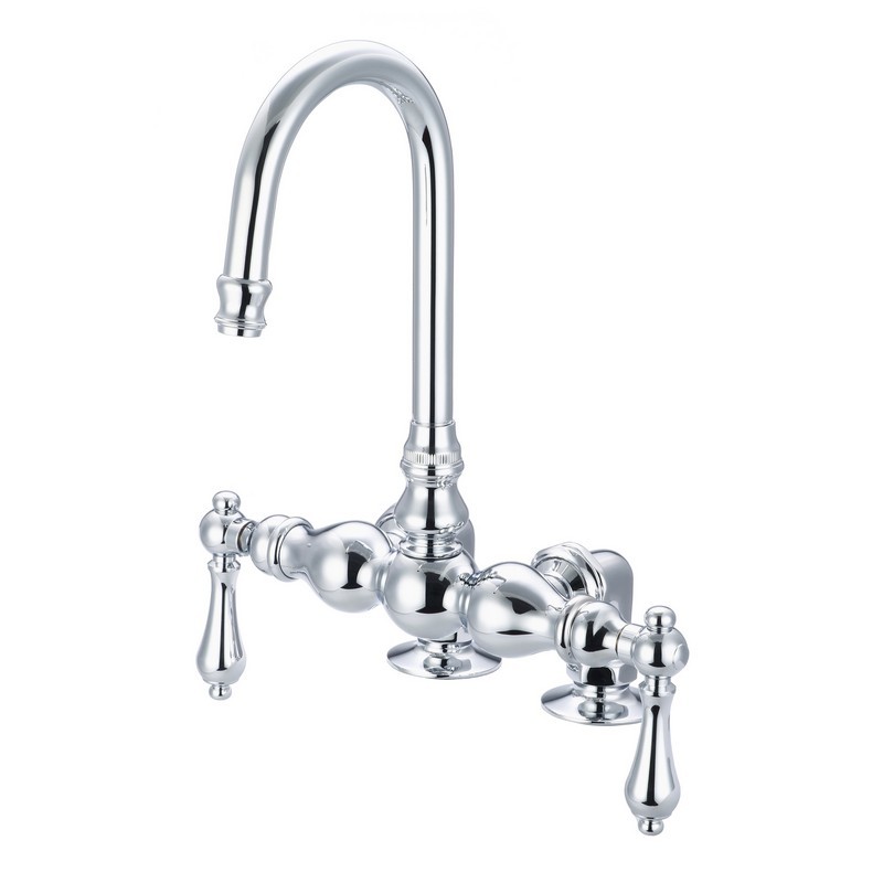 WATER-CREATION F6-0016-AL VINTAGE CLASSIC 3.375 INCH CENTER DECK MOUNT TUB FAUCET WITH GOOSENECK SPOUT AND 2 INCH RISERS WITH METAL LEVER HANDLES WITHOUT LABELS