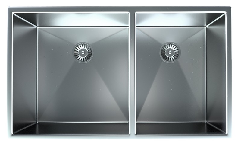 VALLEY ACRYLIC SRR3219BL AFFORDABLE LUXURY 32 INCH UNDERMOUNT TWO BOWL 60/40 DIVISION KITCHEN SINK - SATIN STAINLESS STEEL