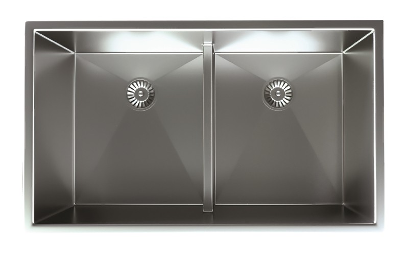 VALLEY ACRYLIC SRRJ3219A AFFORDABLE LUXURY 32 INCH UNDERMOUNT TWO LARGE BOWL LOW DIVIDE KITCHEN SINK - SATIN STAINLESS STEEL