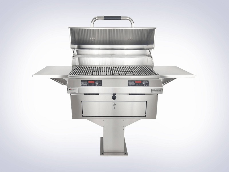 ELECTRICHEF 4400-EC-448-PB-D-32 RUBY 32 INCH PEDESTAL-BASE 5280 WATT ELECTRIC BBQ GRILL WITH DUAL TEMPERATURE CONTROL - STAINLESS STEEL