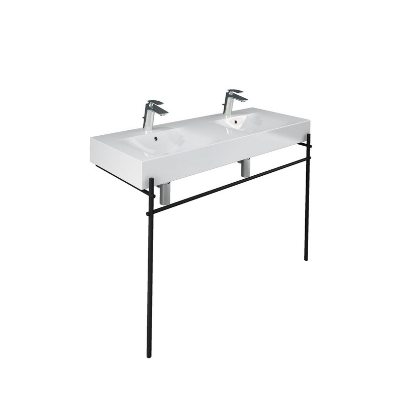 BARCLAY 631WH-MB DES 1210 47 5/8 INCH DOUBLE BOWL BATHROOM SINK IN WHITE