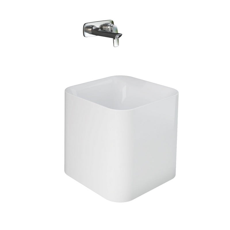 BARCLAY PE4-239WH RAK PETIT 14 1/4 INCH SQUARE VESSEL BATHROOM SINK IN WHITE