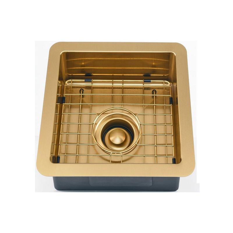 BARCLAY PSSSB2060K-GS RENA 14 1/2 INCH STAINLESS STEEL SQUARE KITCHEN SINK IN GOLD STAINLESS