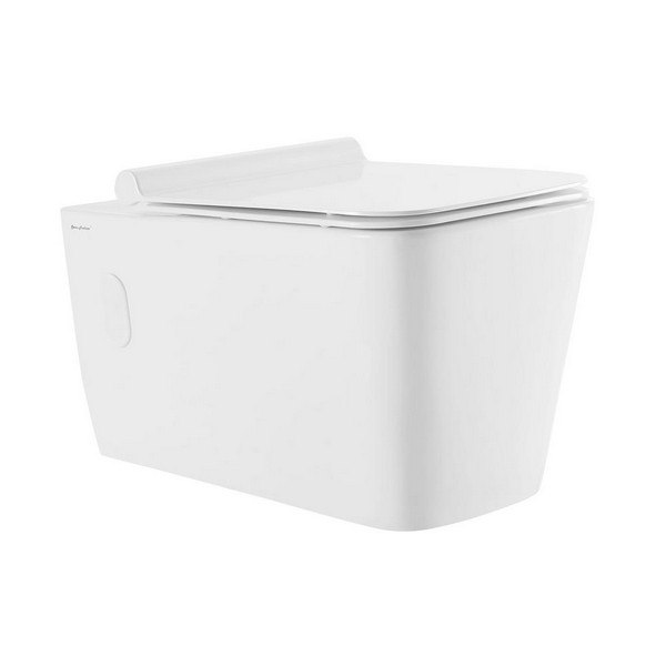 SWISS MADISON SM-WT442 CONCORDE 0.8/1.28 GPF WALL HUNG SQUARE DUAL-FLUSH ELONGATED TOILET BOWL IN WHITE
