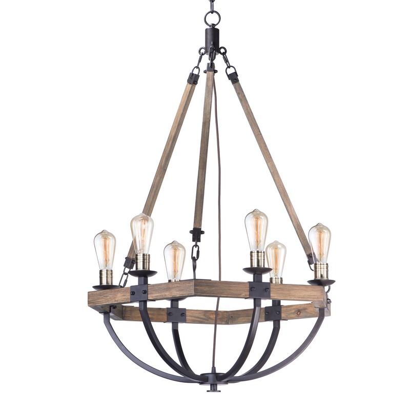 MAXIM LIGHTING 20337WOBZ LODGE 29 1/4 INCH CEILING-MOUNTED INCANDESCENT CHANDELIER LIGHT