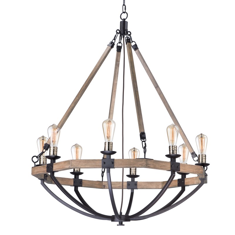 MAXIM LIGHTING 20338WOBZ LODGE 38 INCH CEILING-MOUNTED INCANDESCENT CHANDELIER LIGHT