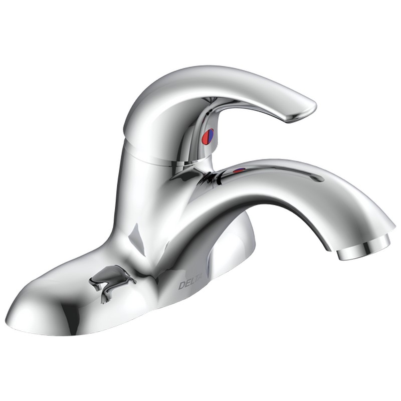 DELTA 22C191 COMMERCIAL 6 1/4 INCH TWO HOLES DECK MOUNTED CENTERSET SINGLE HANDLE 0.35 GPM BATHROOM FAUCET - CHROME