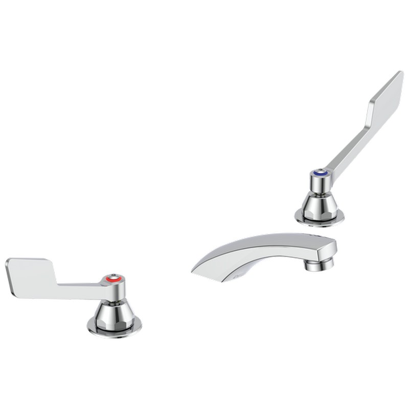 DELTA 23C335 COMMERCIAL 4 3/4 INCH THREE HOLES AND 1.5 GPM WIDESPREAD BATHROOM FAUCET WITH TWO WRIST BLADE HANDLES - CHROME