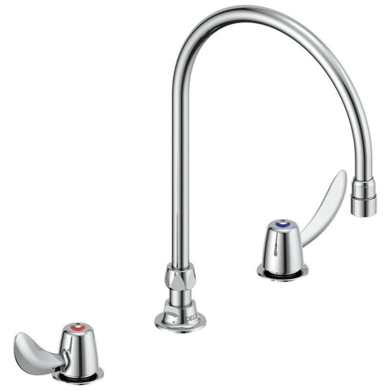 DELTA 23C632-R7 COMMERCIAL THREE HOLES AND WIDESPREAD LAVATORY FAUCET WITH TWO METAL LEVER HANDLES - CHROME